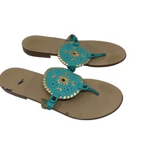 Jack Rogers Georgica Teal Blue Jelly Sandals Slip On Preppy Vacation Womens 10